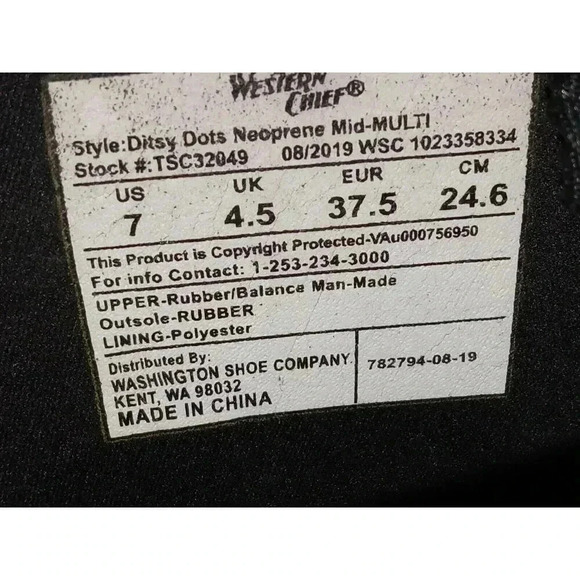 Western Chief DITSY DOT NEOPRENE Multi Polka Dots Rubber Short Boots Sz 7 - Picture 8 of 9